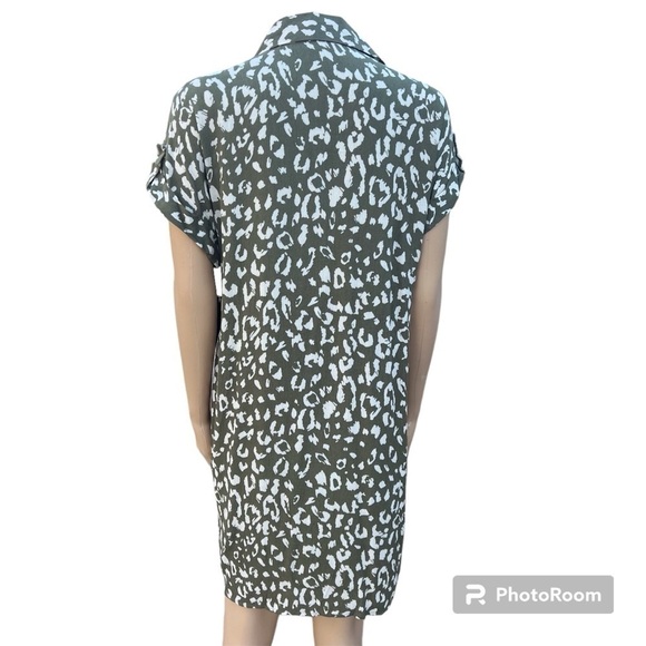 Easel, green, leopard print shirt dress - Picture 9 of 12